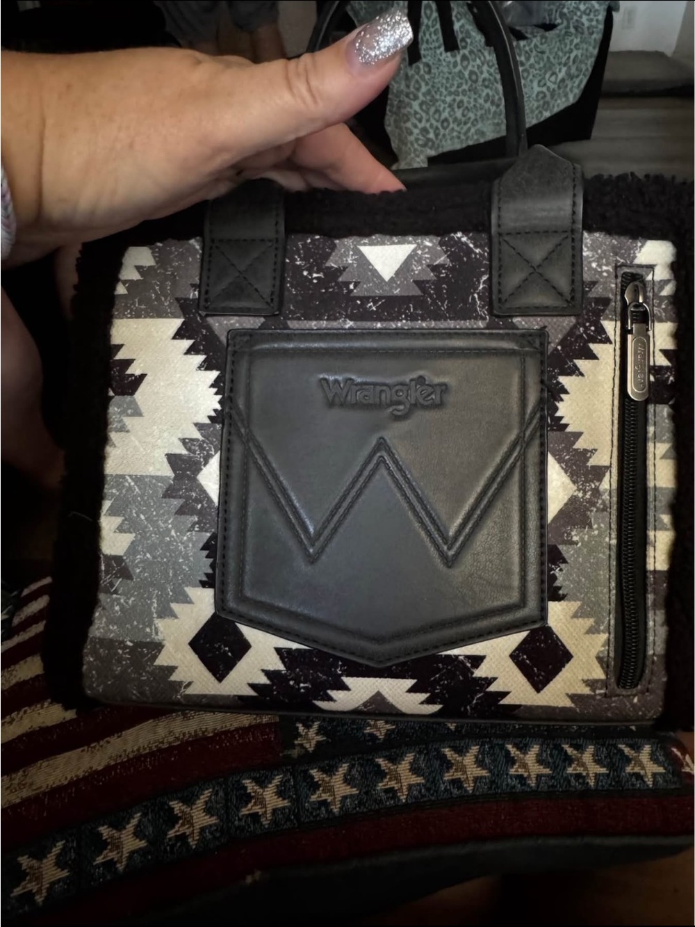Wrangler Black and White Aztec Mini Tote
